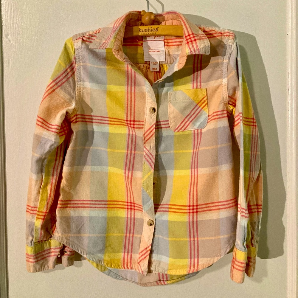 Girls Cat & Jack flannel cute shirt! 6/6x